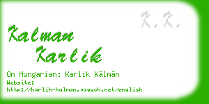 kalman karlik business card