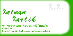 kalman karlik business card